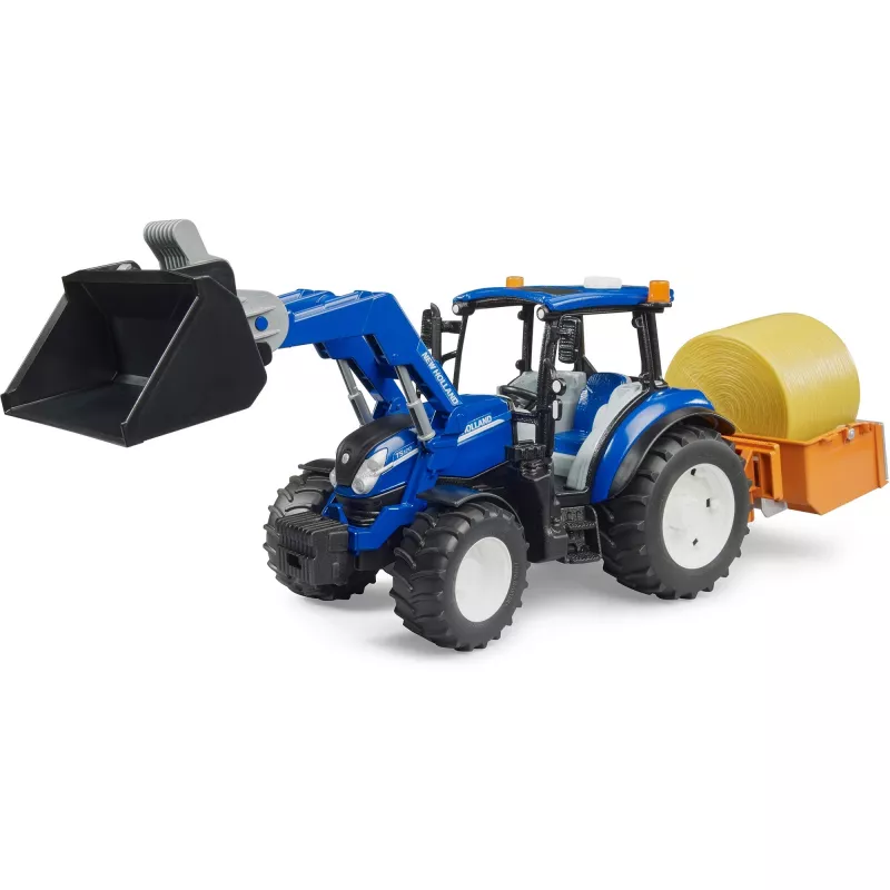 Traktor BRUDER New Holland T5.120 s predným nakladačom, nákladným boxom a vidlicami 1:16