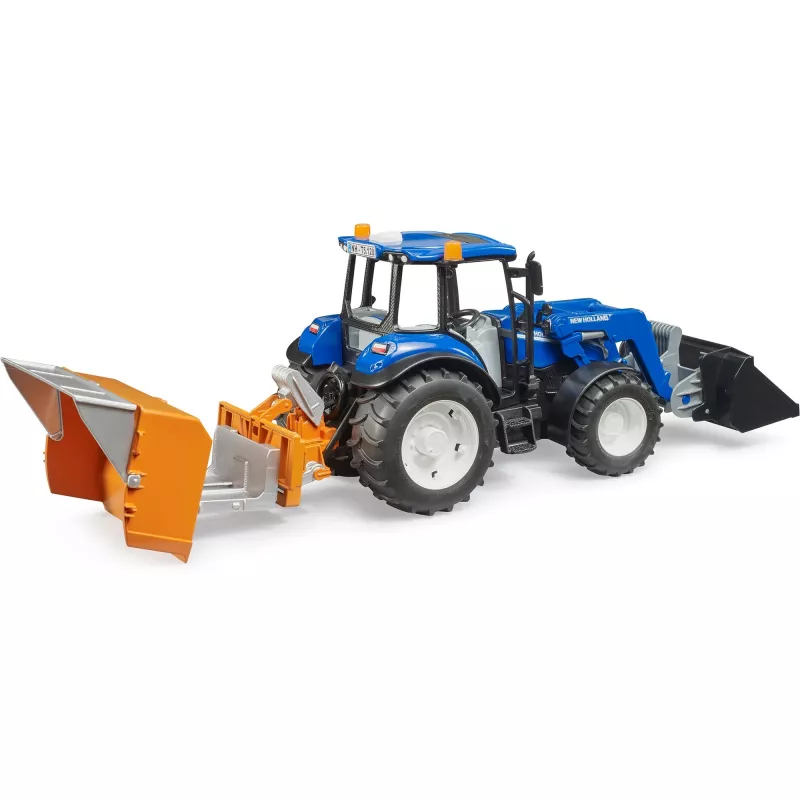 Traktor BRUDER New Holland T5.120 s predným nakladačom, nákladným boxom a vidlicami 1:16
