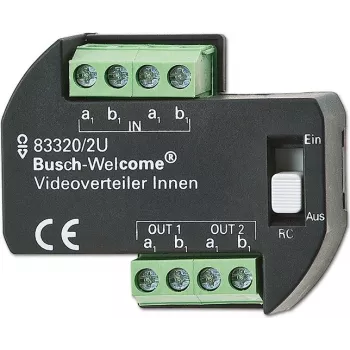 Busch-Jaeger 2CKA008300A0042 Video rozdeľovač pre Busch-Welcome domáci komunikačný systém, montáž na lištu DIN, 4 výstupy