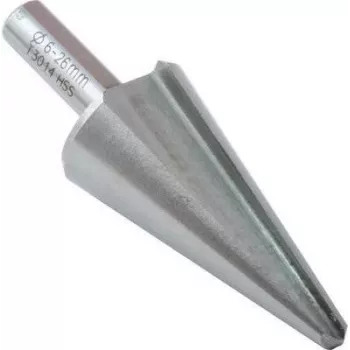 C.K Tools T3014 HSS stupňový vrták 6-26 mm, 10 stupňov, stopka s 3 plochami, 80 mm dĺžka