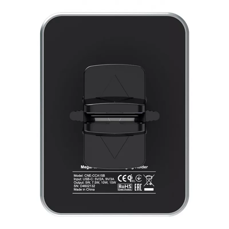 CANYON CH-15 Držiak do auta a bezdrôtová nabíjačka MegaFix, 15W, USB-C, čierna