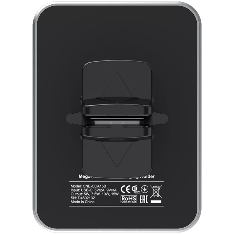 CANYON CH-15 Držiak do auta a bezdrôtová nabíjačka MegaFix, 15W, USB-C, čierna