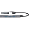 CANYON DS-02 4 v 1 USB-A/C rozbočovač, sivý