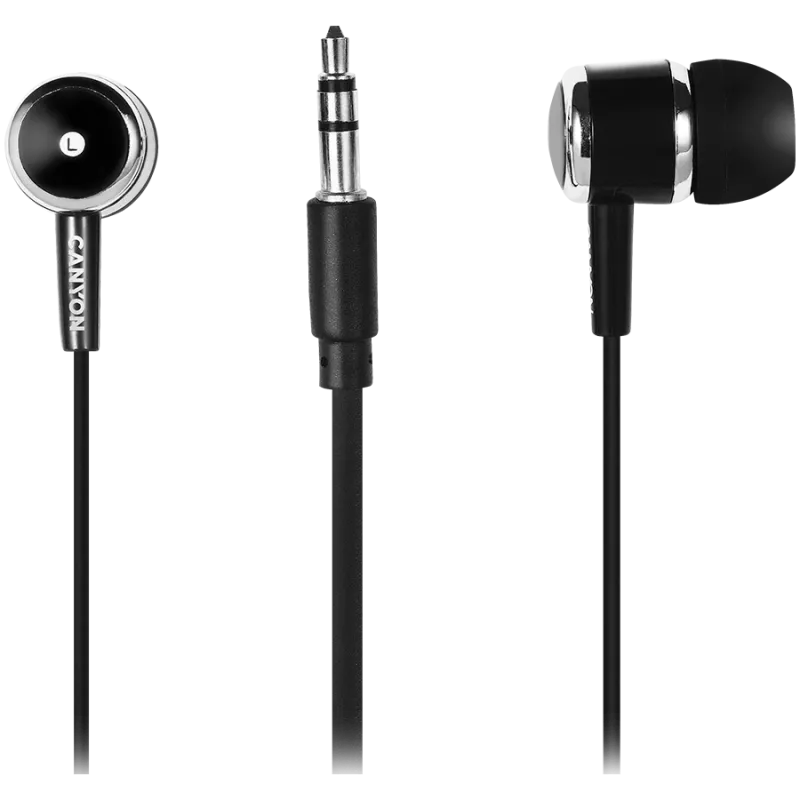 CANYON EPM-01 in-ear káblový headset s mikrofónom, 1,2 m kábel, čierny