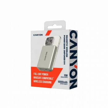 CANYON magnetická power banka OnPower 511 PD20W 10000mAh hliník Star Grey