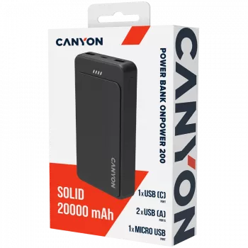 CANYON OnPower 200 power banka 20000mAh čierna