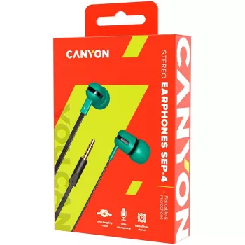 Canyon SEP-4 stereo slúchadlá s mikrofónom, 1,2 m plochý kábel