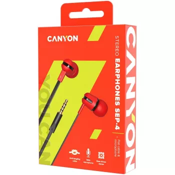 Canyon SEP-4 stereo slúchadlá s mikrofónom 3,5 mm červené