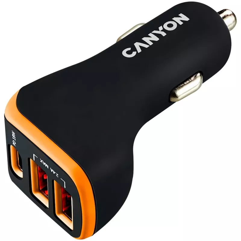 Canyon univerzálny 3xUSB adaptér do auta vstup 12V-24V výstup DC čierny