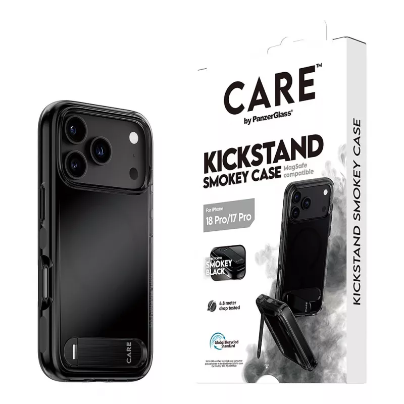 CARE by PanzerGlass puzdro s podpierkou Smokey Black MagSafe pre iPhone 17 Pro