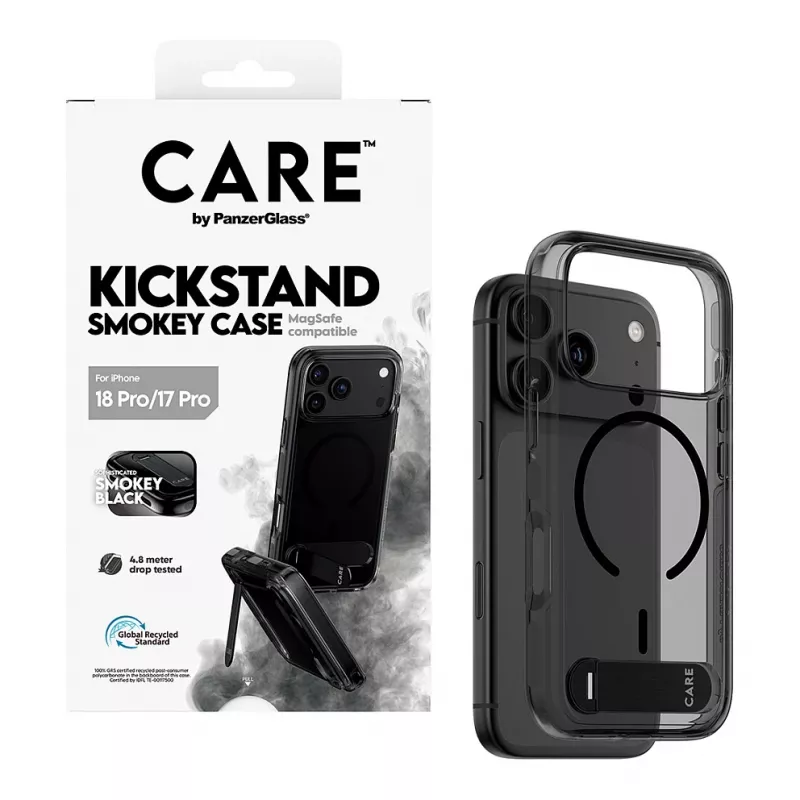 CARE by PanzerGlass puzdro s podpierkou Smokey Black MagSafe pre iPhone 17 Pro