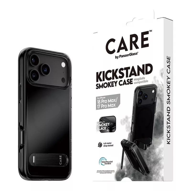 CARE by PanzerGlass puzdro s podpierkou Smokey s čiernym MagSafe pre iPhone 17 Pro Max