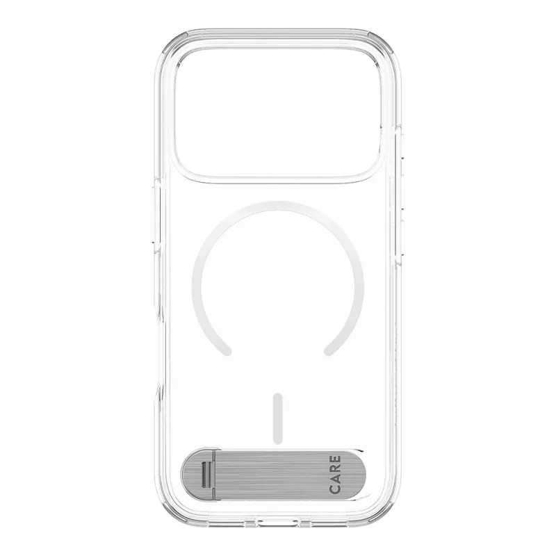 CARE by PanzerGlass puzdro s podpierkou priehľadné s bielym MagSafe pre iPhone 17 Pro