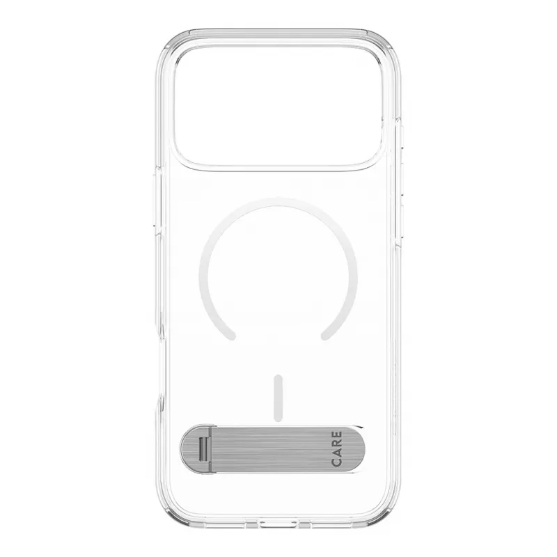 CARE by PanzerGlass puzdro s podpierkou priehľadné s bielym MagSafe pre iPhone 17 Pro Max