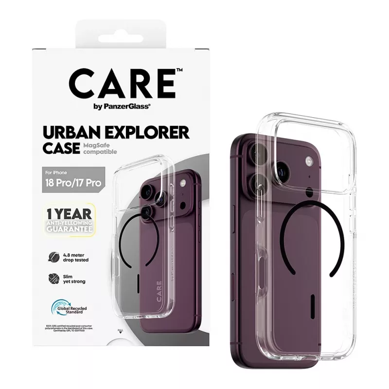 CARE by PanzerGlass Urban Explorer puzdro transparentné s čiernym MagSafe iPhone 17 Pro
