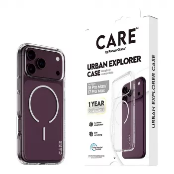 CARE by PanzerGlass Urban Explorer puzdro transparentné s bielym MagSafe pre iPhone 17 Pro Max