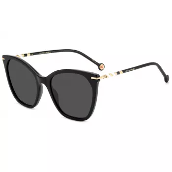 Carolina Herrera HER0091S807 dámske cat-eye slnečné okuliare - čierny acetátový rám, sivé polykarbonátové sklá, UV400 ochrana