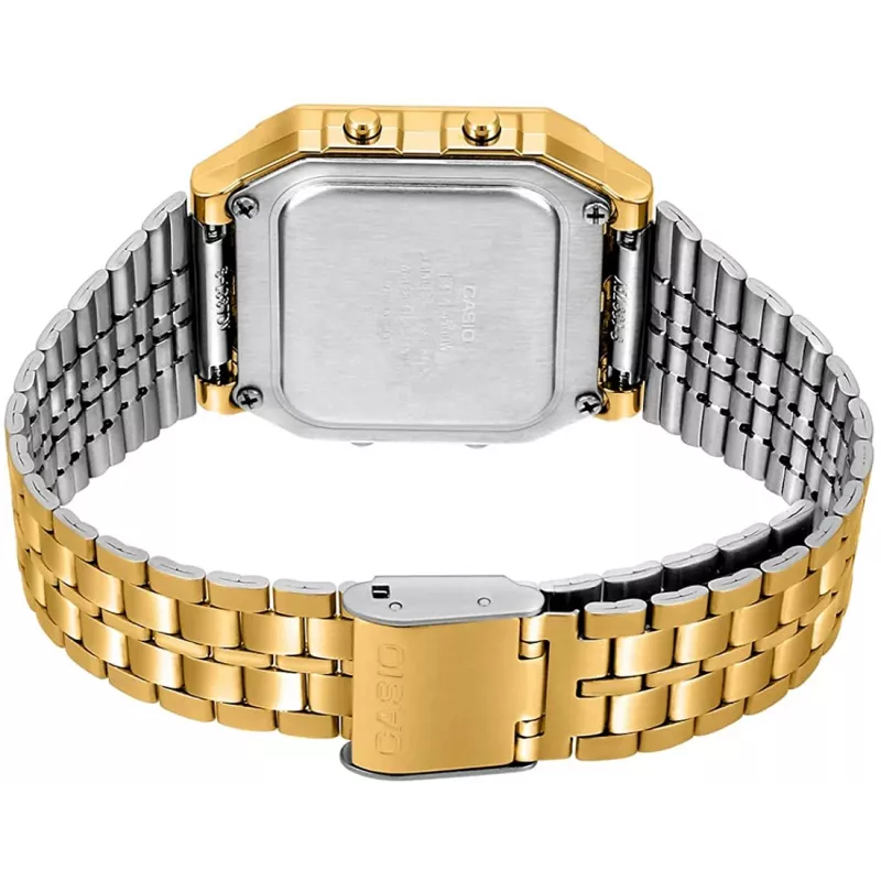 CASIO A500WGA-9 pánske digitálne hodinky 39mm zlatý tón nerez oceľ