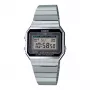 CASIO A700W-1A pánske digitálne hodinky, 37,4 mm, nehrdzavejúci oceľový náramok, čierny ciferník, LED podsvietenie