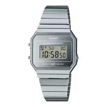 CASIO A700WEV-7A unisex digitálne hodinky strieborné nerez 37,4 mm