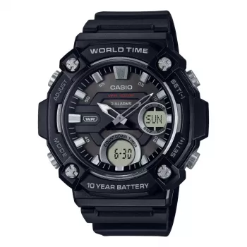 CASIO AEQ-120W-1A pánske analógovo-digitálne hodinky, 53,3 mm, čierna živica