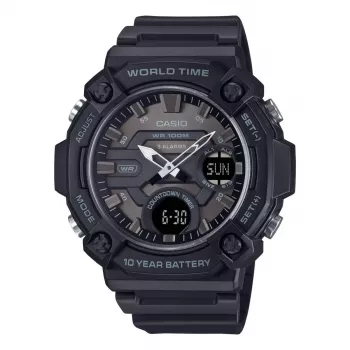 CASIO AEQ-120W-1B pánske analógovo-digitálne quartz hodinky, 53,3 mm, čierna živica