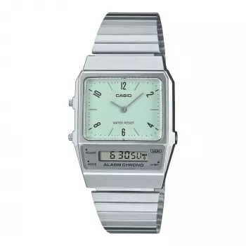 CASIO AQ-800E-3AEF Unisex digitálno-analógové hodinky 32 mm zelený ciferník strieborná nehrdzavejúca oceľ