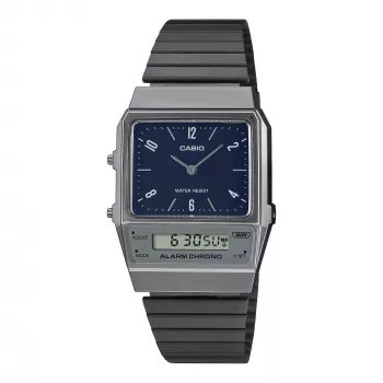 CASIO AQ-800EB-2AEF unisex analógovo-digitálne hodinky, 32mm, modrý ciferník, strieborný mesh remienok