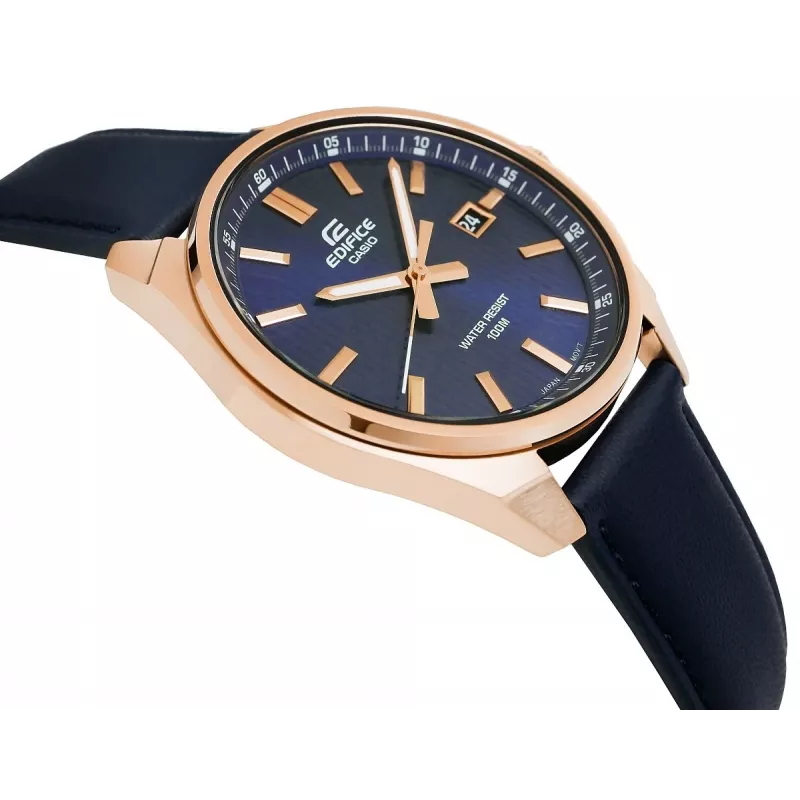 Casio Edifice EFV-150CL-2AVUEF pánske hodinky s modrým ciferníkom a hnedým koženým remienkom