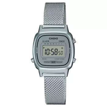 CASIO LA670WEM-7DF dámske digitálne hodinky v striebornom odtieni 30,3 mm