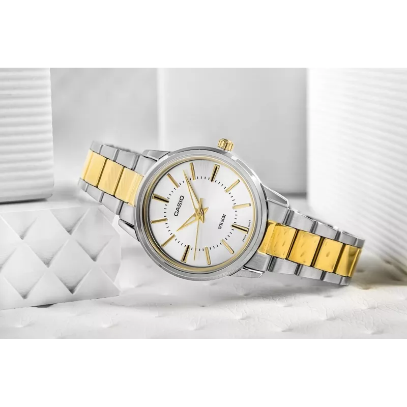 CASIO LTP-1303SG-7AVDF dámske analógové quartzové hodinky, oceľový náramok a zobrazenie dátumu