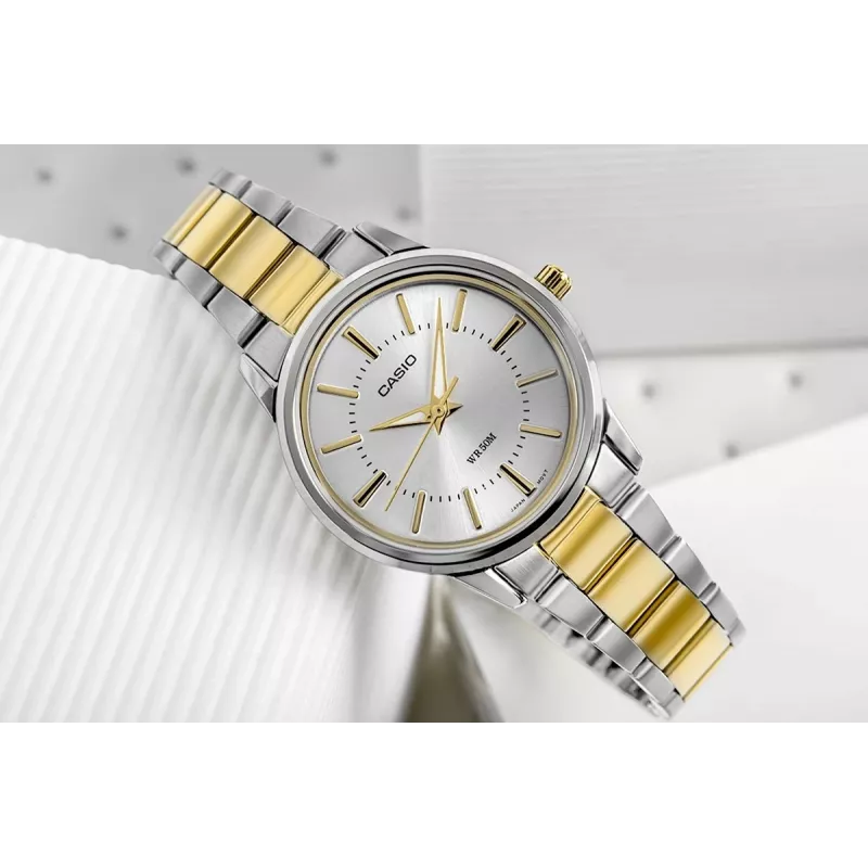 CASIO LTP-1303SG-7AVDF dámske analógové quartzové hodinky, oceľový náramok a zobrazenie dátumu