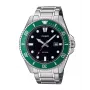 Casio MDV-107D-3AVEF pánske analógové quartz hodinky so zeleným ciferníkom a nerezovým náramkom, 200m vodotesnosť