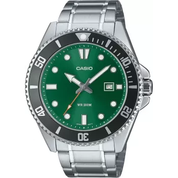 CASIO MDV107D3A2VDF pánske analógové quartz hodinky, 42mm nerezová oceľ, zelený ciferník, 200m vodotesnosť