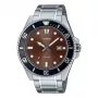 CASIO MDV107D5AVDF pánske analógové quartzové hodinky, 42 mm, hnedý ciferník, strieborný náramok z nerezovej ocele