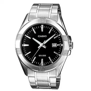 CASIO pánske analógové hodinky MTP-1308D-1A nerezový remienok 43,8 mm čierny ciferník