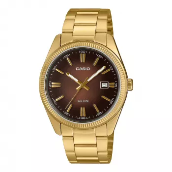 Casio pánske analógové hodinky MTP1302PGC5AV nerezová oceľ s hnedým ciferníkom a ružovozlatým tónom