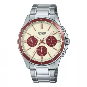 Casio pánske hodinky MTP1374D5A2VD analógové nerezové oceľové hodinky s hnedým ciferníkom a zobrazením dátumu/dňa v týždni