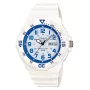 CASIO MRW-200HC-7B2 unisex analógové quartzové náramkové hodinky s čiernym živicovým remienkom, biely ciferník, puzdro 44,6 mm