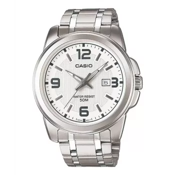 CASIO MTP-1314D-7A pánske analógové quartzové hodinky nehrdzavejúca oceľ strieborný ciferník 44,9 mm