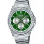 Casio MTP-1375D-3A pánske analógové quartzové hodinky zelený ciferník strieborná oceľ