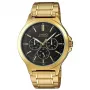 CASIO MTP-V300G-1AUDF pánske analógové quartz hodinky, 47 mm puzdro z pozlátenej nerezovej ocele, čierny ciferník, zobrazenie dátumu a dňa v týždni