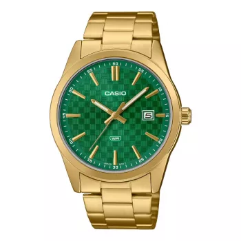 CASIO MTP-VD03G-3AUDF pánske analógové quartzové hodinky 48mm zelený ciferník nerezová oceľ