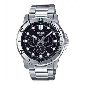 CASIO MTP-VD300D-1E pánske analógové quartz oceľové hodinky 45mm čierny ciferník