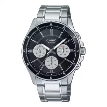 CASIO MTP1374D1A3VD pánske analógové quartzové hodinky s ukazovateľom dňa a dátumu, oceľový náramok, 47mm puzdro