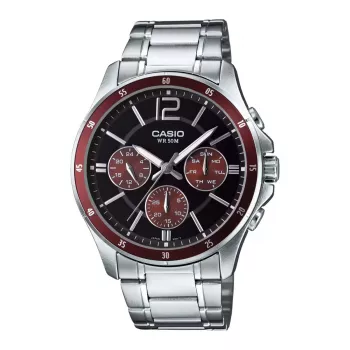 CASIO MTP1374D5AVDF pánske analógové quartz hodinky nehrdzavejúca oceľ hnedý ciferník strieborná 43,5mm