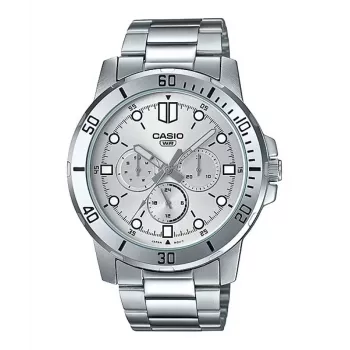 CASIO MTPVD300D-7EUD pánske analógové quartz hodinky 45mm, nerezová oceľ, strieborný ciferník