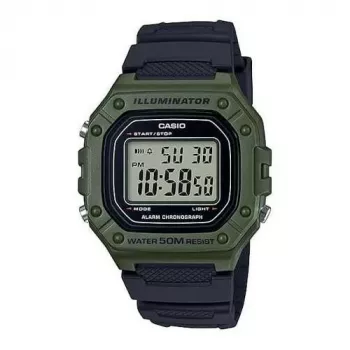 CASIO W-218H-3AVDF digitálne hodinky - zelená živica, vodotesnosť 50m, LED podsvietenie