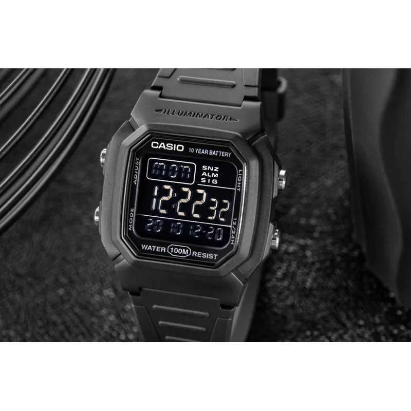 Casio W-800H-1BVES pánske digitálne hodinky - 100m vodotesné, kremenný strojček