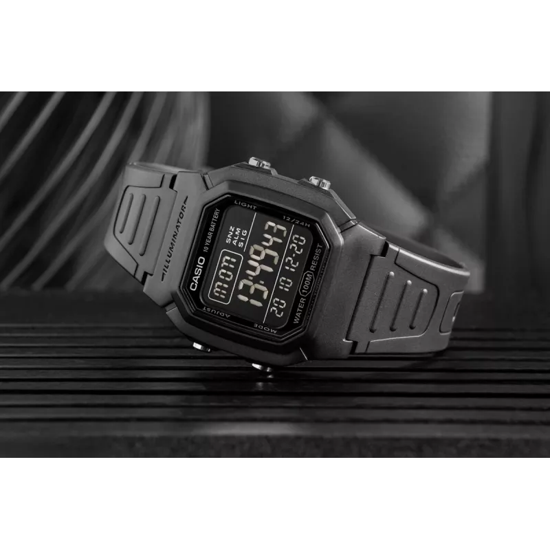 Casio W-800H-1BVES pánske digitálne hodinky - 100m vodotesné, kremenný strojček